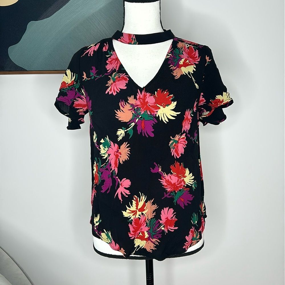 Maeve Anthropologie keyhole, neck, short sleeve blouse, size small
